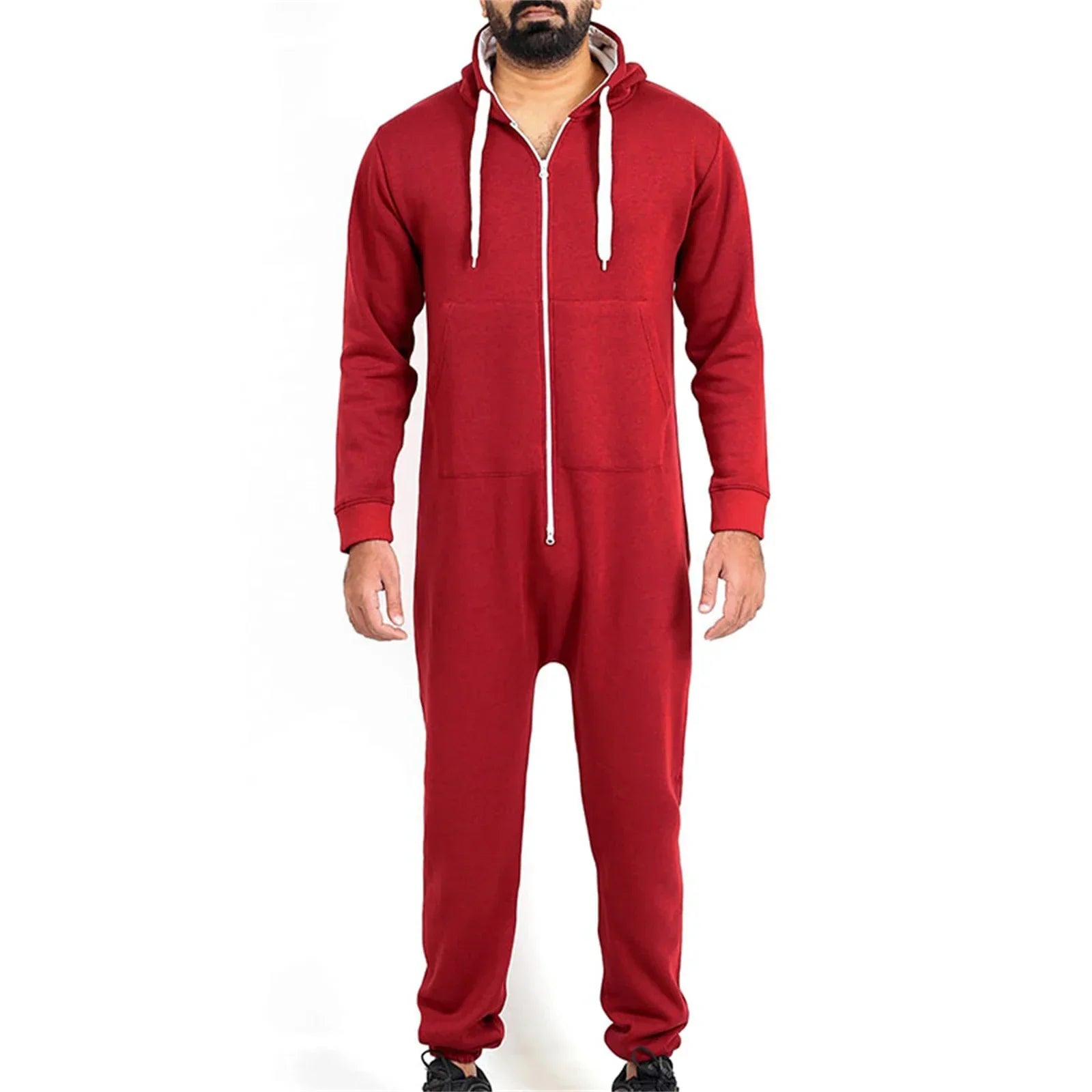 Mens Hooded Jumpsuit with Pockets