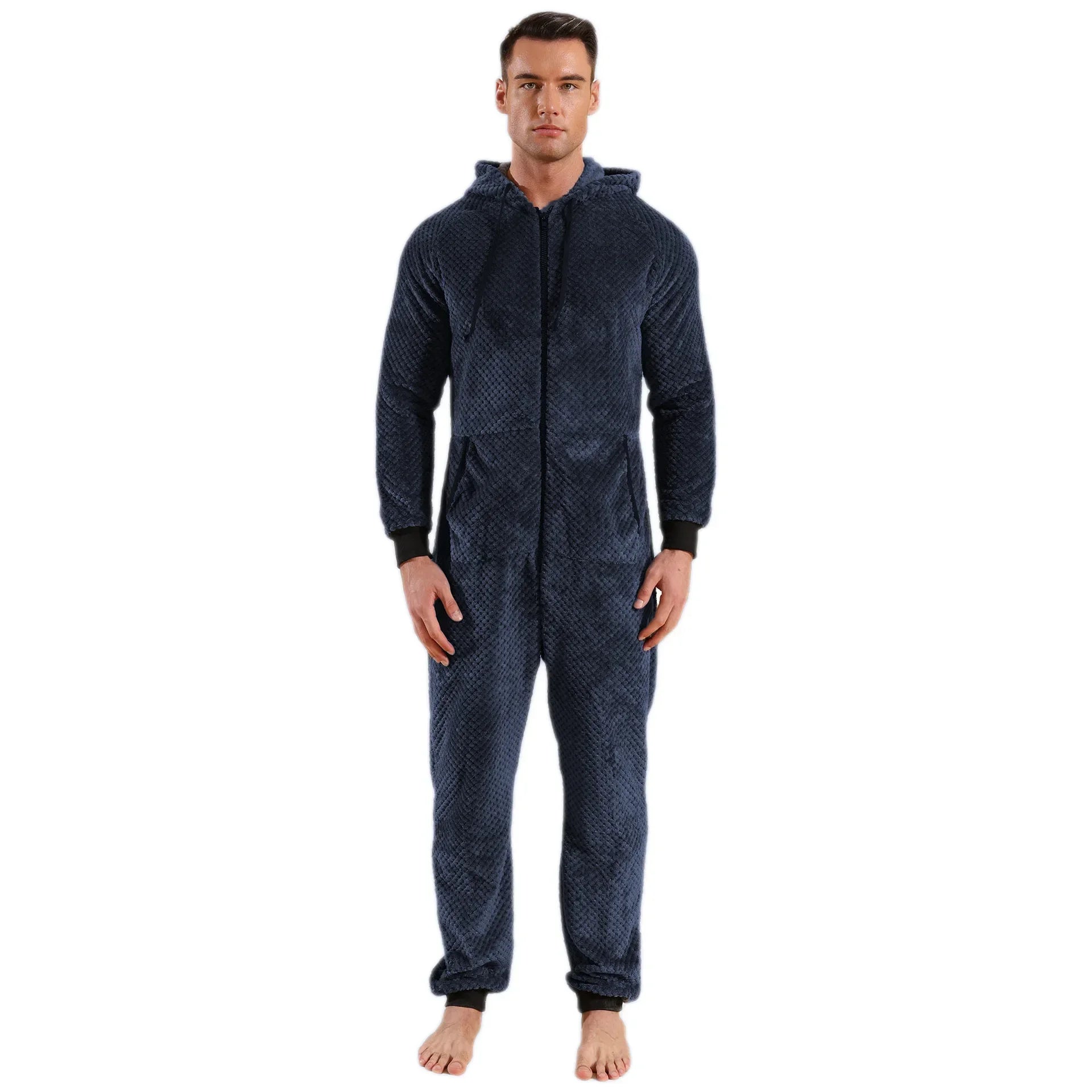 Casual Flannel Onesies Hoodie Jumpsuit
