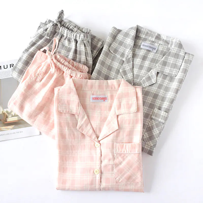 Cotton Plaid Pajama Set for Couples