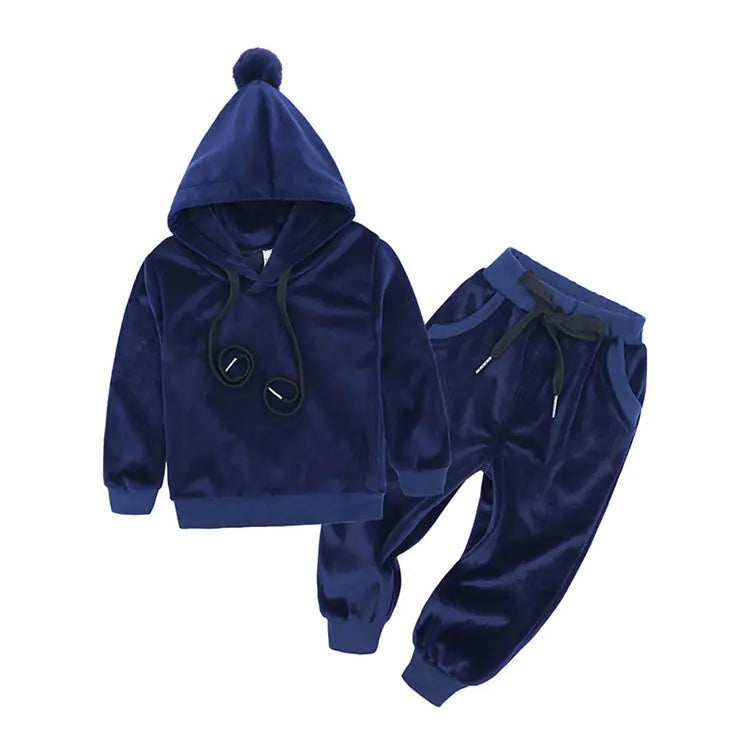 Kids Velvet Hoodie Set