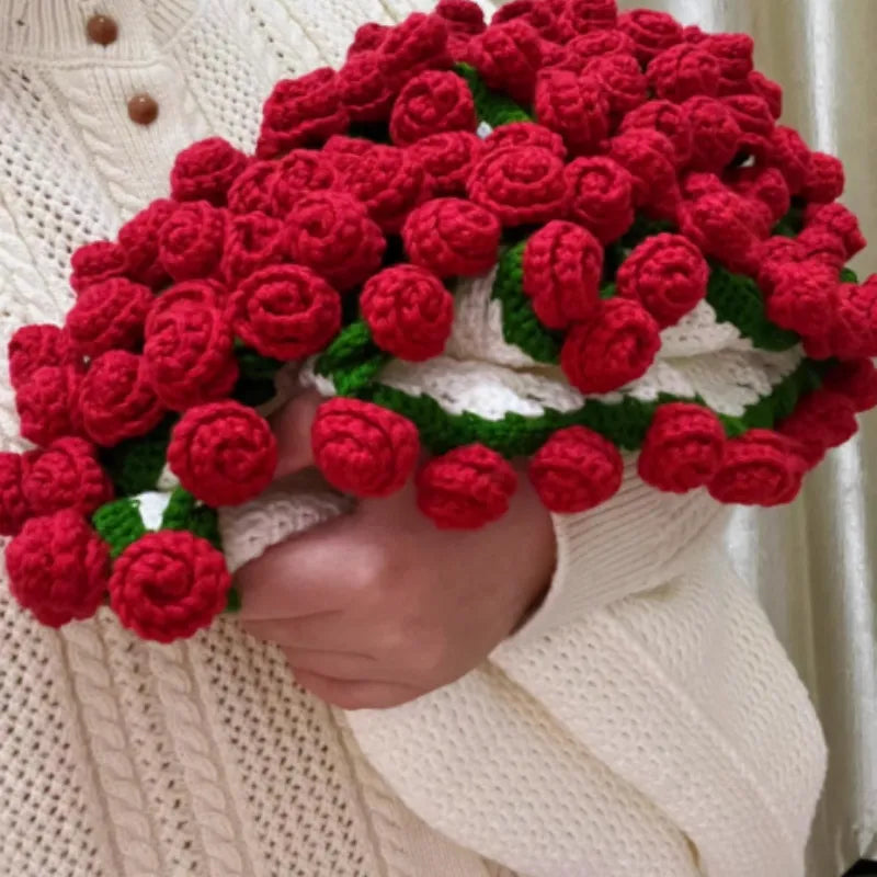 Flower Bouquet Blanket, Finished Rose Blanket, Handmade Weaving