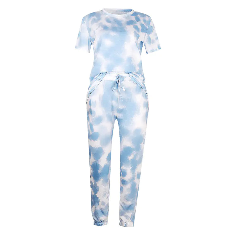 Ladies Short Sleeve Tie-Dye Pyjamas