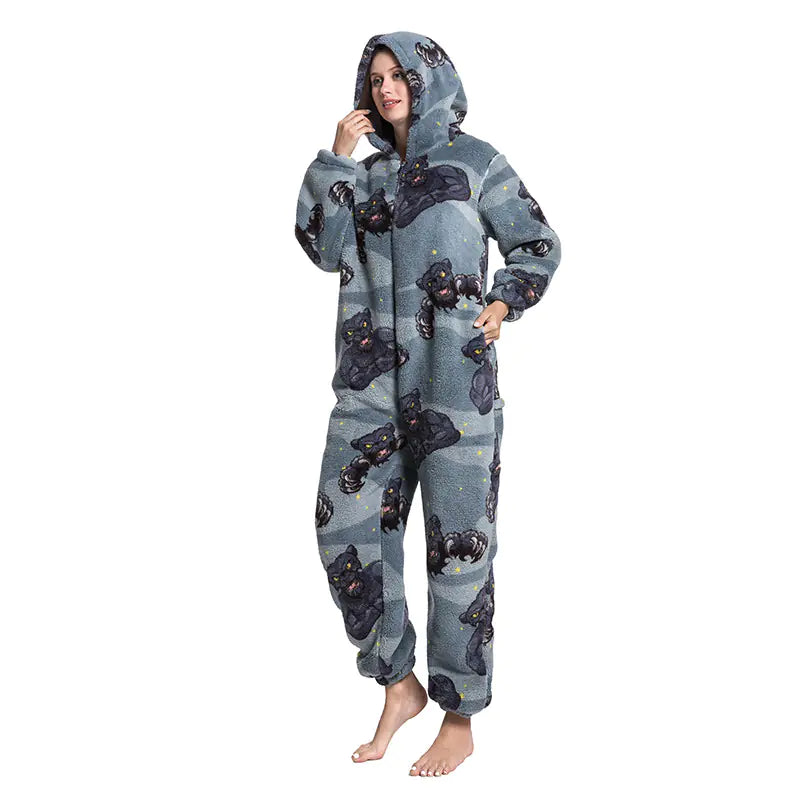 Cute Cartoon Animal Onesie Fleece Pajamas