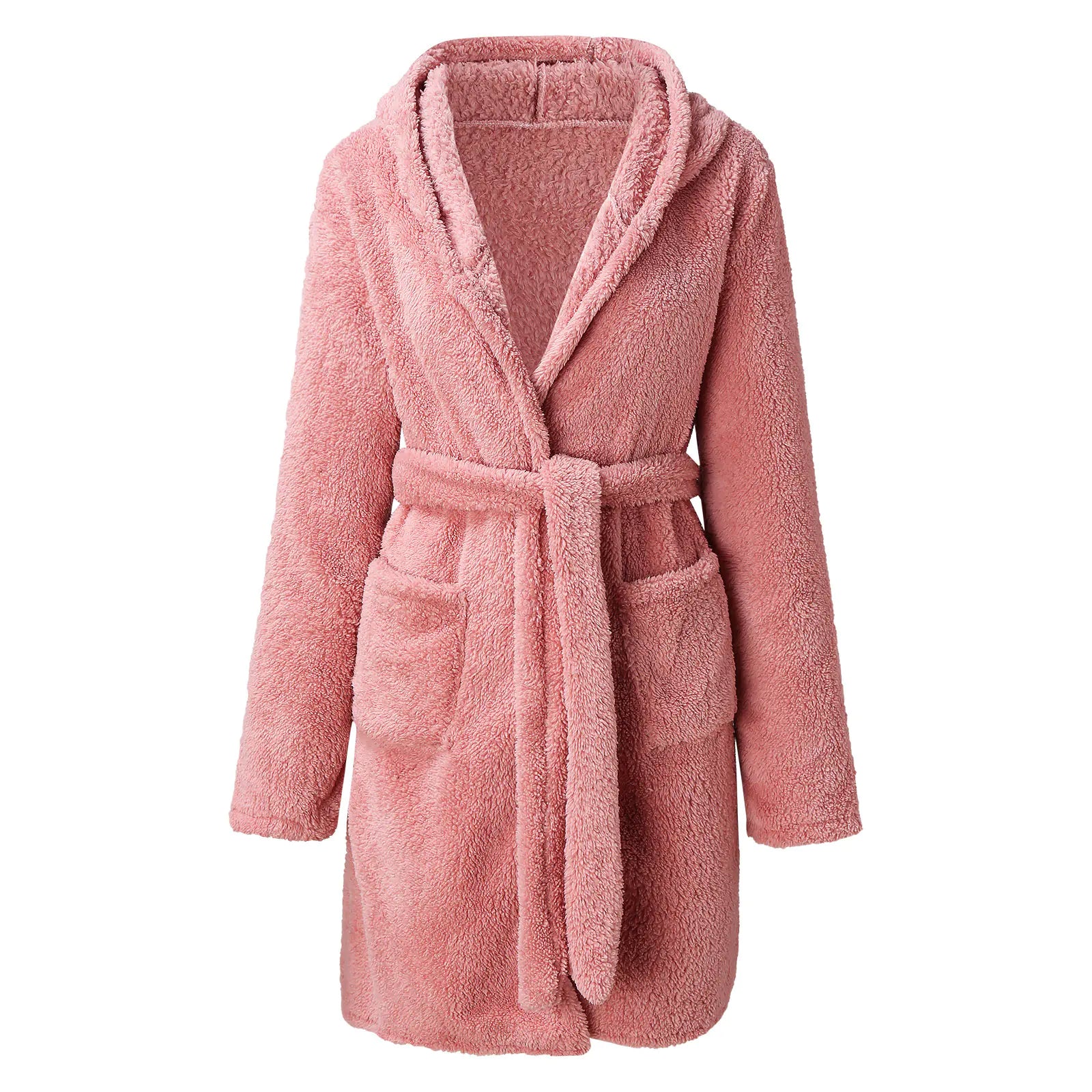 Coral Velvet Winter Nightgown with Cute Duck Design