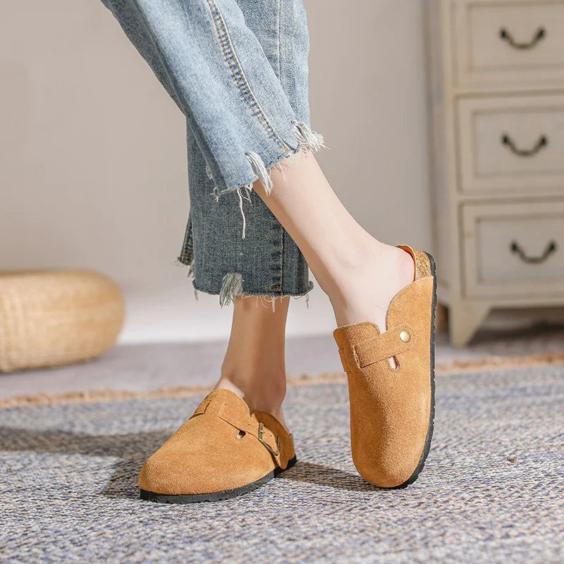 Leather French Retro Slippers