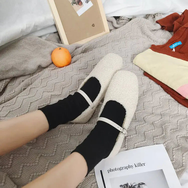 Women's Fuzzy Slippers with Lambswool Sole