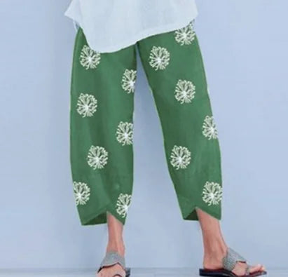 Women's Dandelion Print Wide Leg Pants