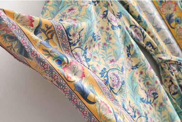 Long Phoenix Tail Print Kimono Cardigan