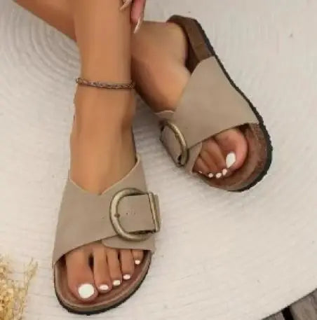 Pin Buckle Slippers