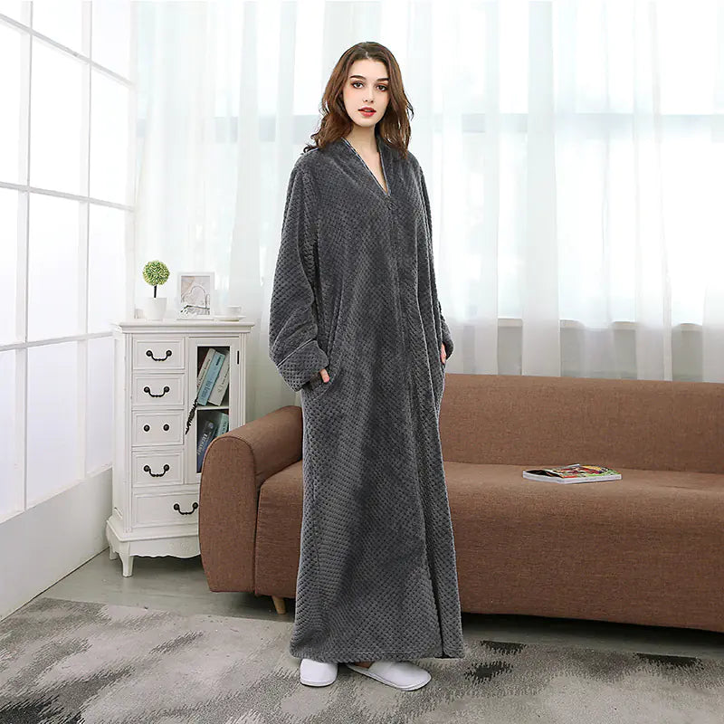 Unisex Long Zipper Bathrobe