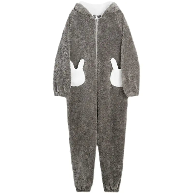 Cute Coral Velvet Winter Rabbit Onesie