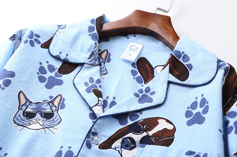 Men's Printed Long Sleeve Pajama Set with Trousers