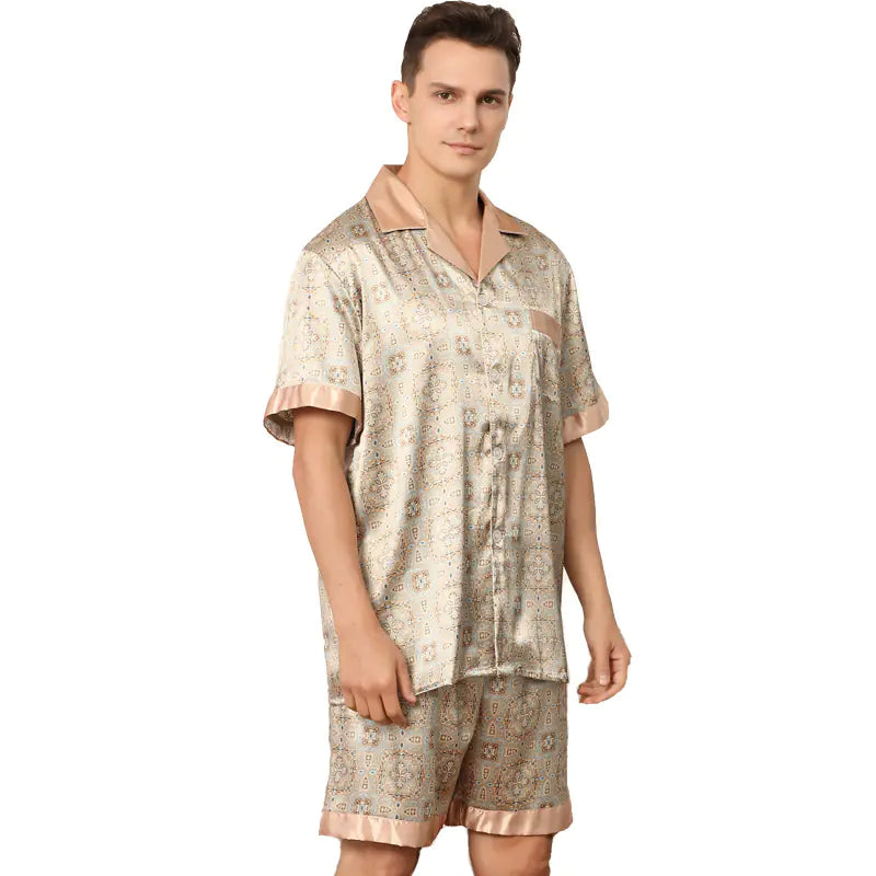 Men's Satin Short Sleeve Pajama Set
