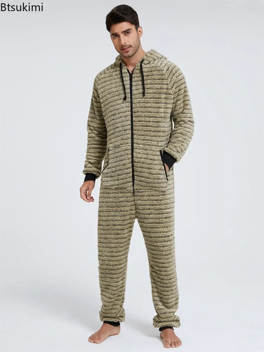 Casual Flannel Onesies Hoodie Jumpsuit