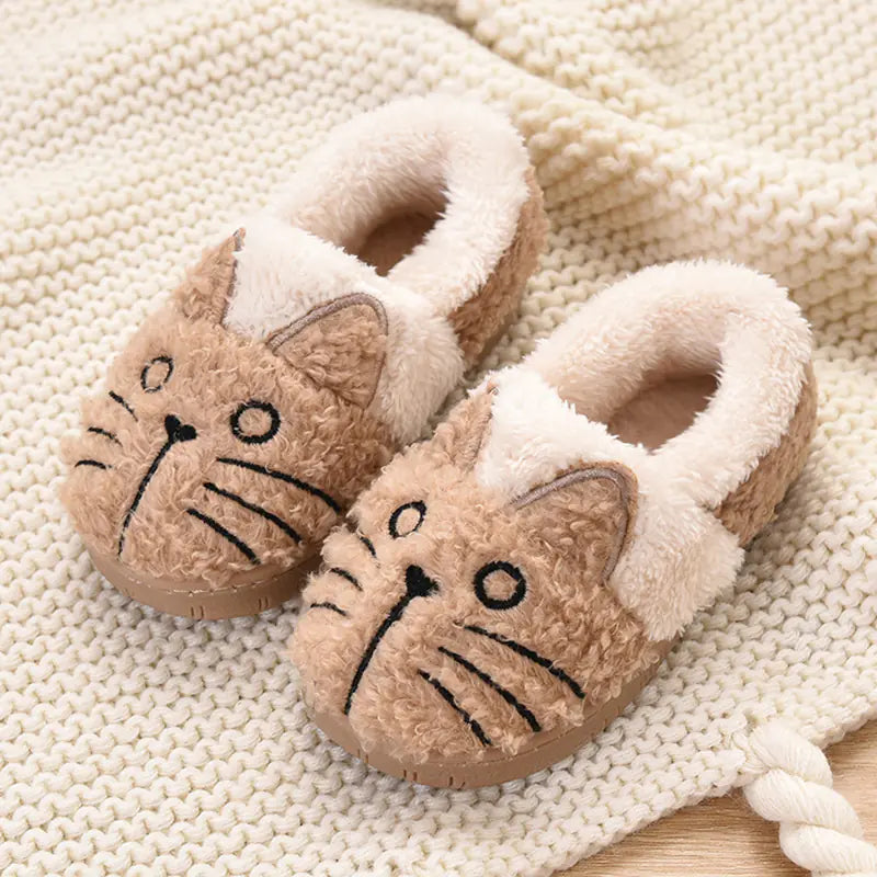 Kids' Cotton Slippers with Cat Design