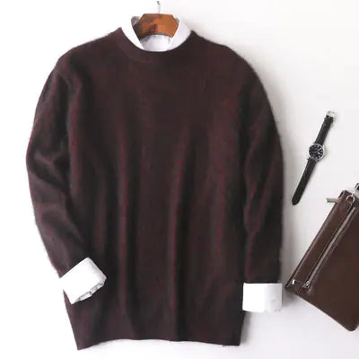 Men's Mink-Wool Round Neck Sweater