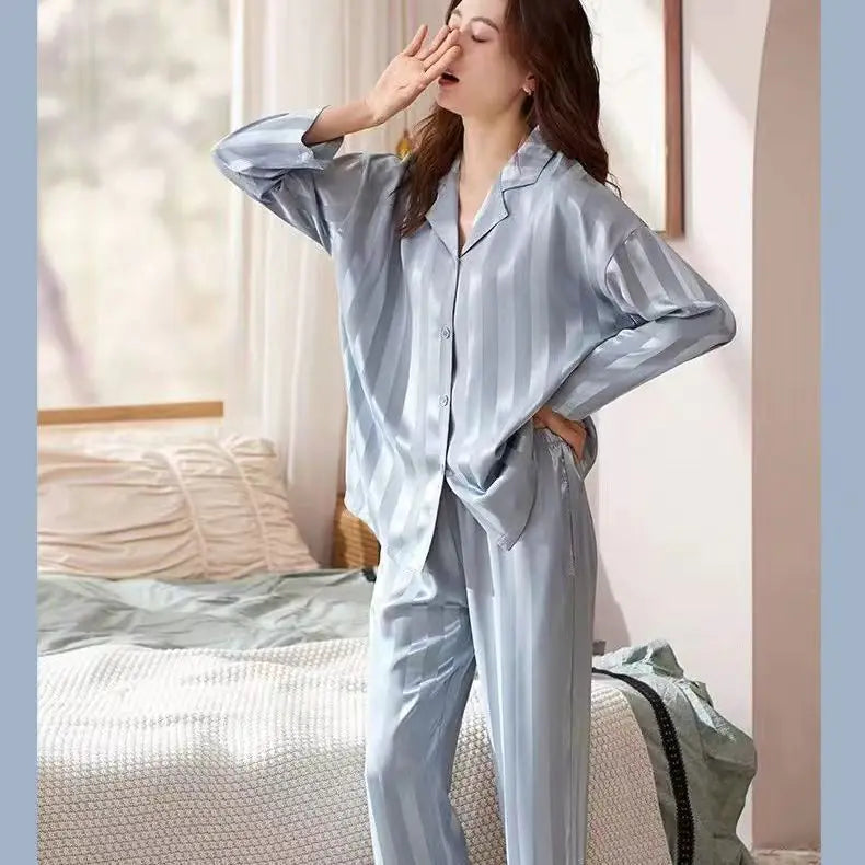 Silk Stripe Pajama Set