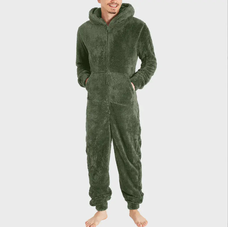 Mens Fleece Hooded Pajamas