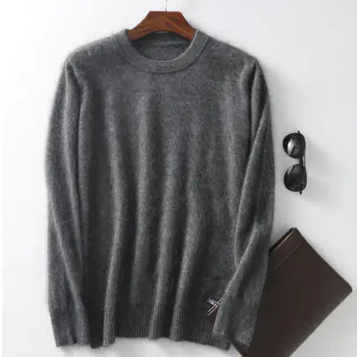 Men's Mink-Wool Round Neck Sweater