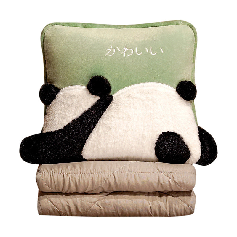 Cute Cartoon Panda Pillow Blanket Combo