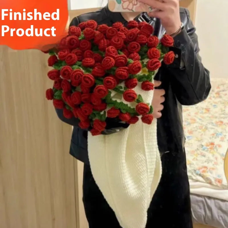 Flower Bouquet Blanket, Finished Rose Blanket, Handmade Weaving