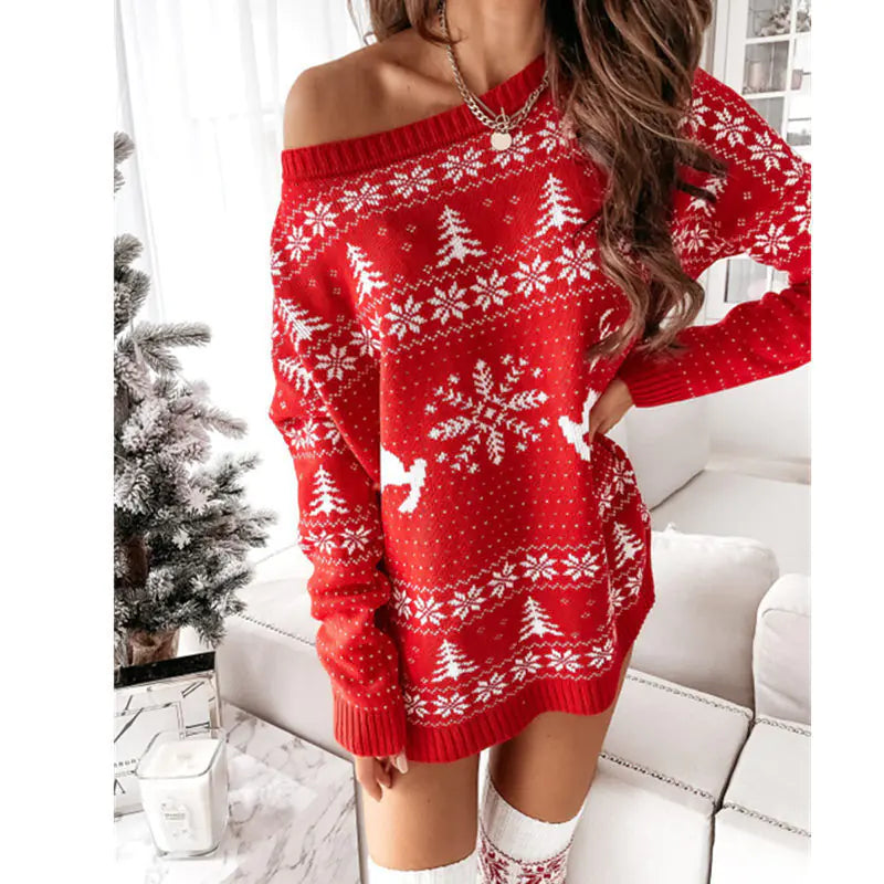 Ladies Christmas Long Sleeve Knit Dress