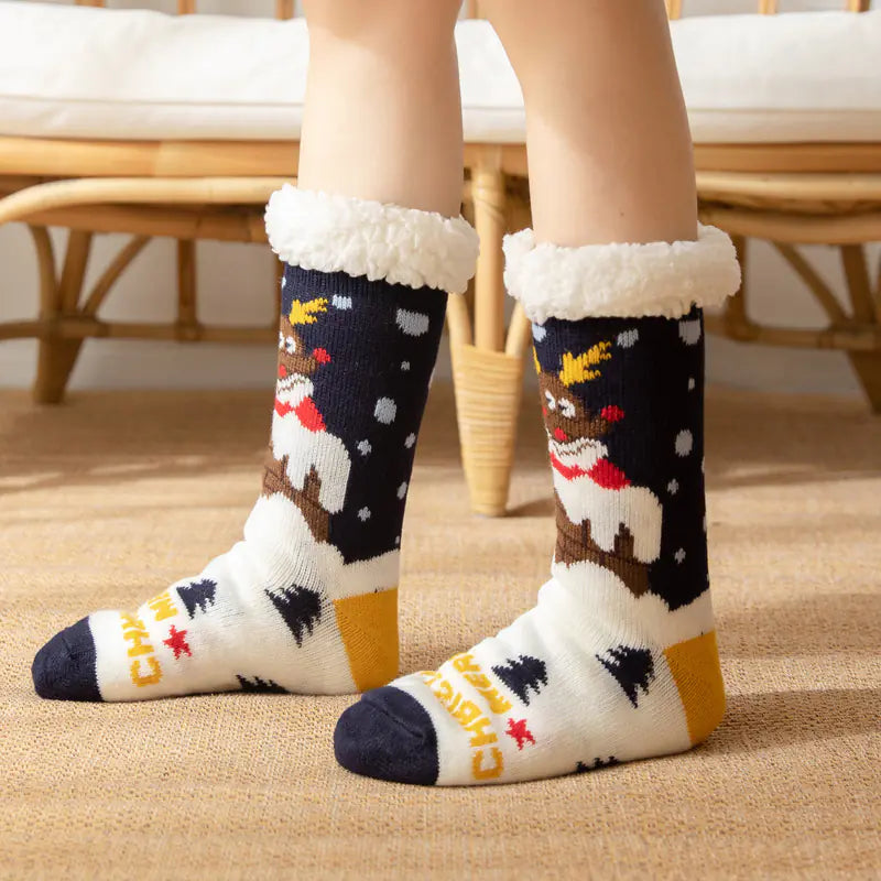 Winter Christmas Plush Coral Fleece Home Socks