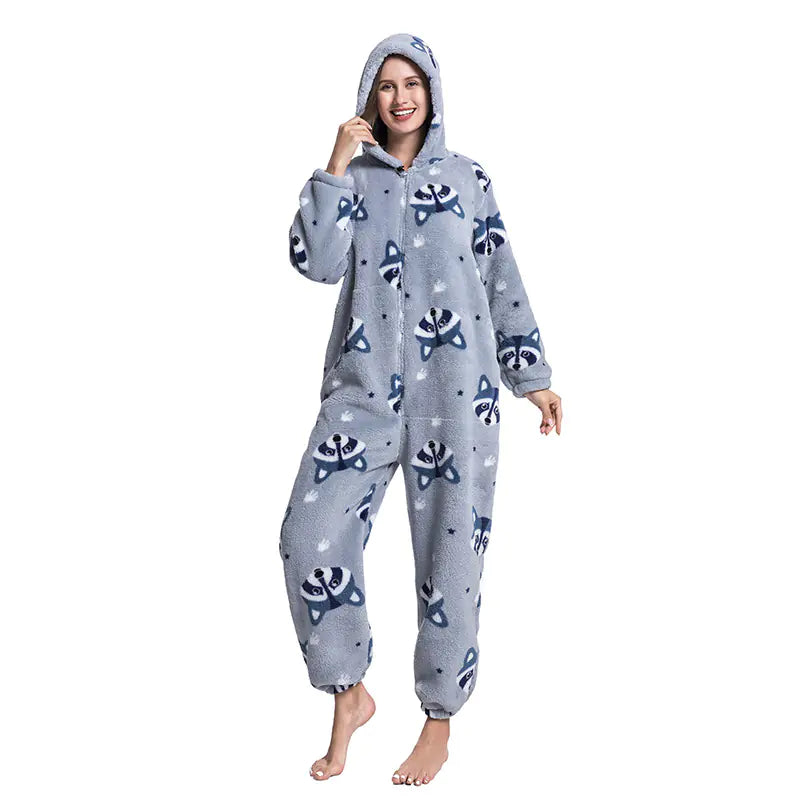 Cute Cartoon Animal Onesie Fleece Pajamas