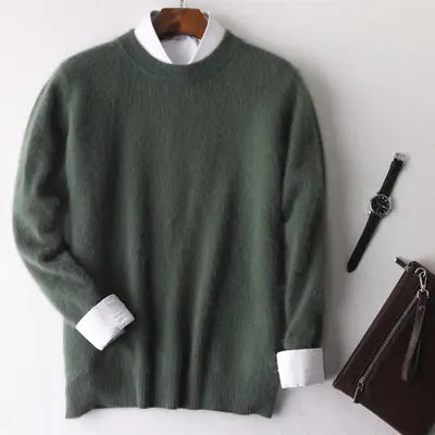 Men's Mink-Wool Round Neck Sweater
