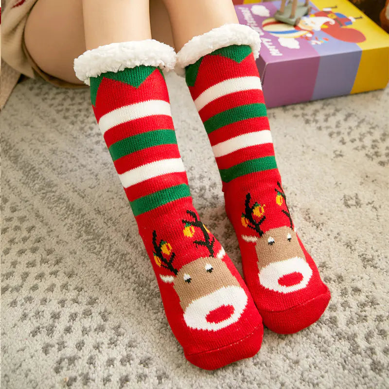 Winter Christmas Plush Coral Fleece Home Socks