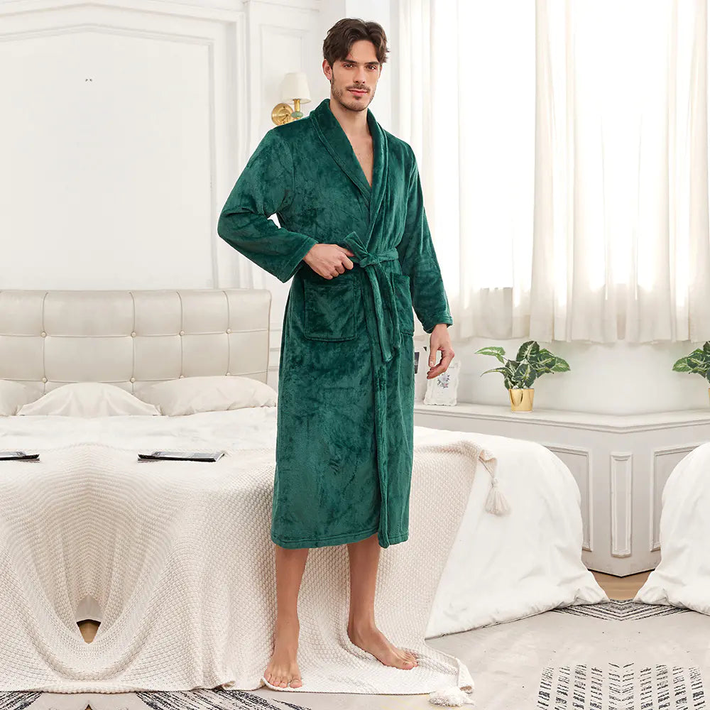 Unisex Long Flannel Bathrobe