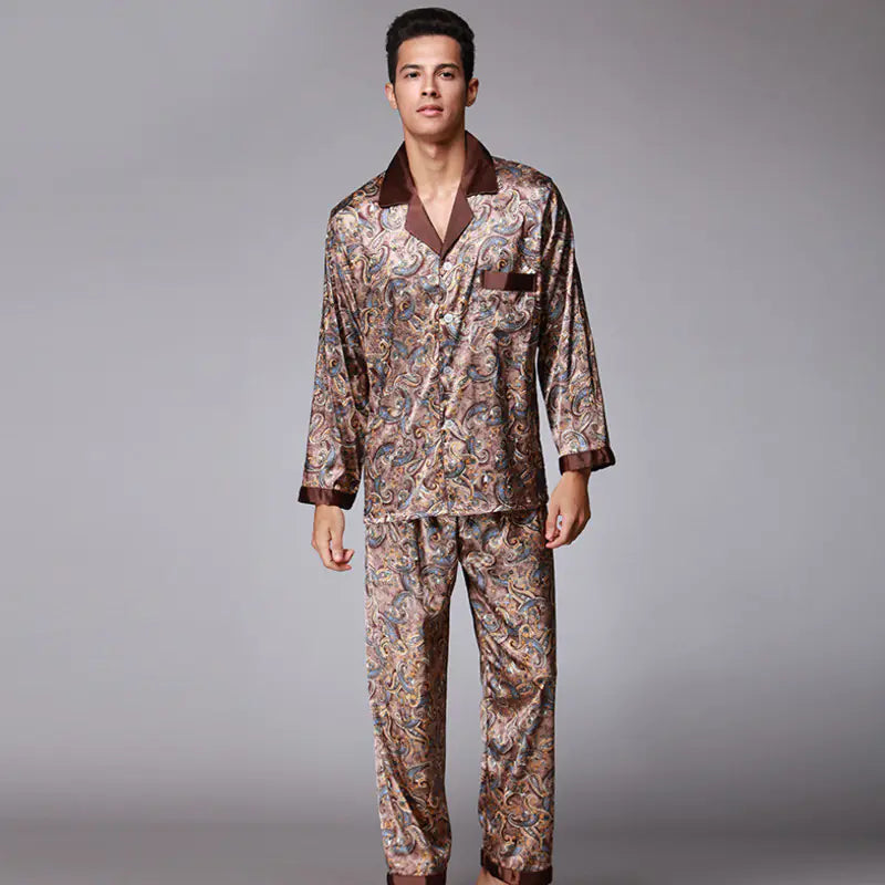 Men's Long Sleeve Satin Pajama Set