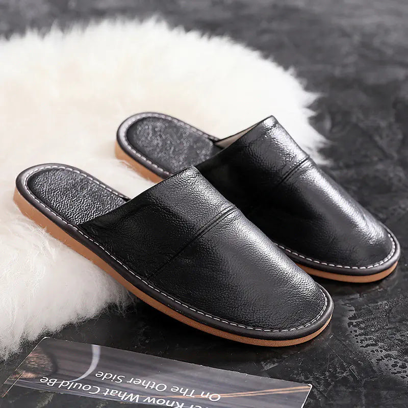 Luxury Leather Slippers Couples
