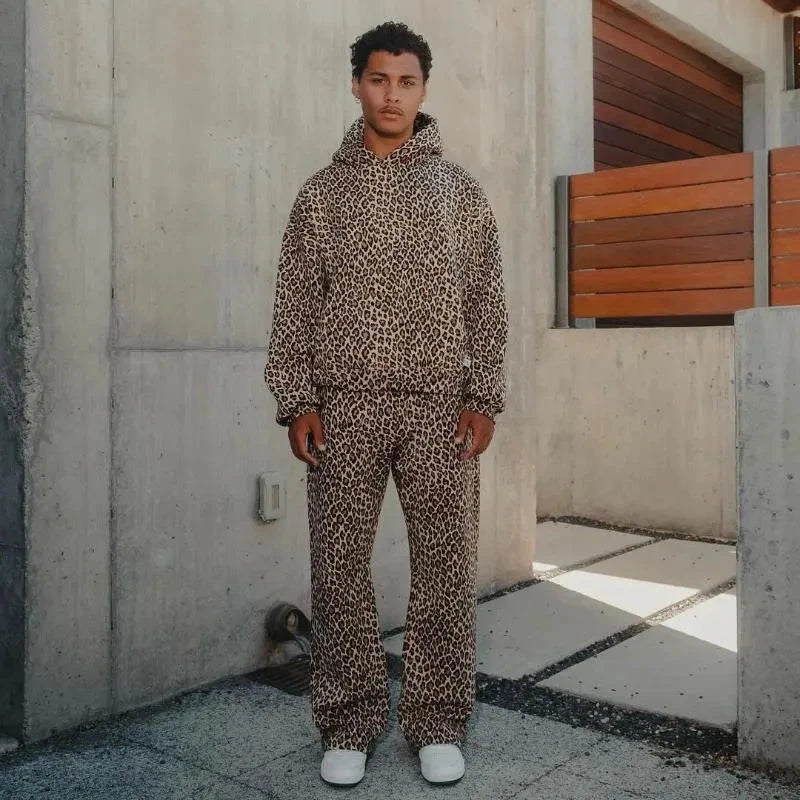 Unisex Leopard Print Hoodie Set