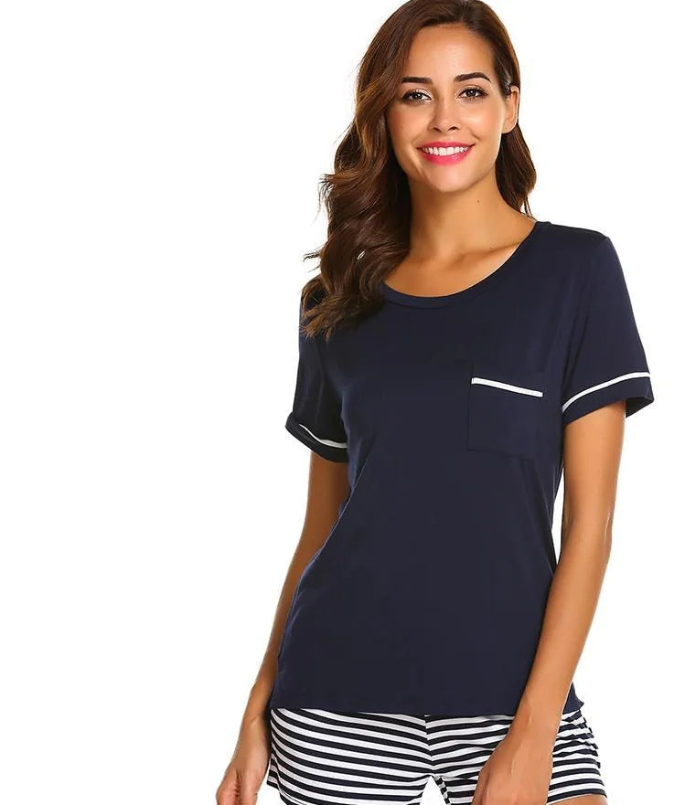 Striped Pajama Set for Women with Shorts