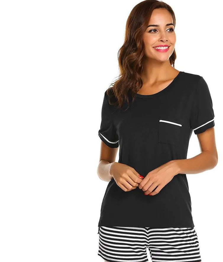 Striped Pajama Set for Women with Shorts