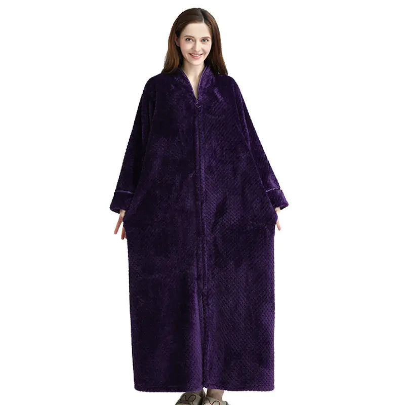 Unisex Long Zipper Bathrobe