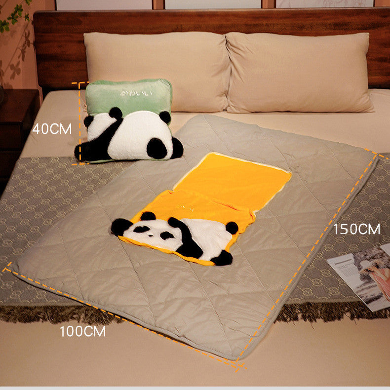 Cute Cartoon Panda Pillow Blanket Combo