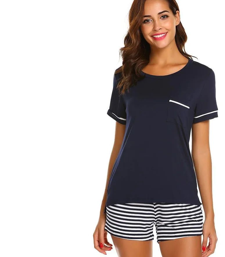 Striped Pajama Set for Women with Shorts