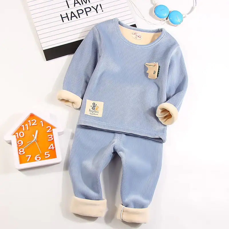 Baby Plus Velvet Thermal Underwear Suit