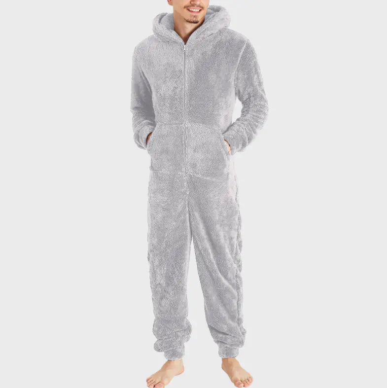 Mens Fleece Hooded Pajamas