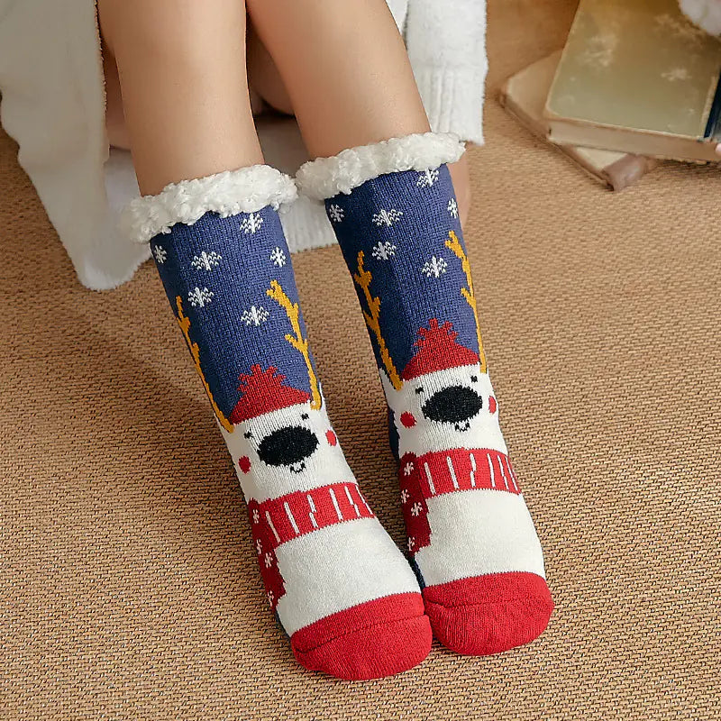 Winter Christmas Plush Coral Fleece Home Socks
