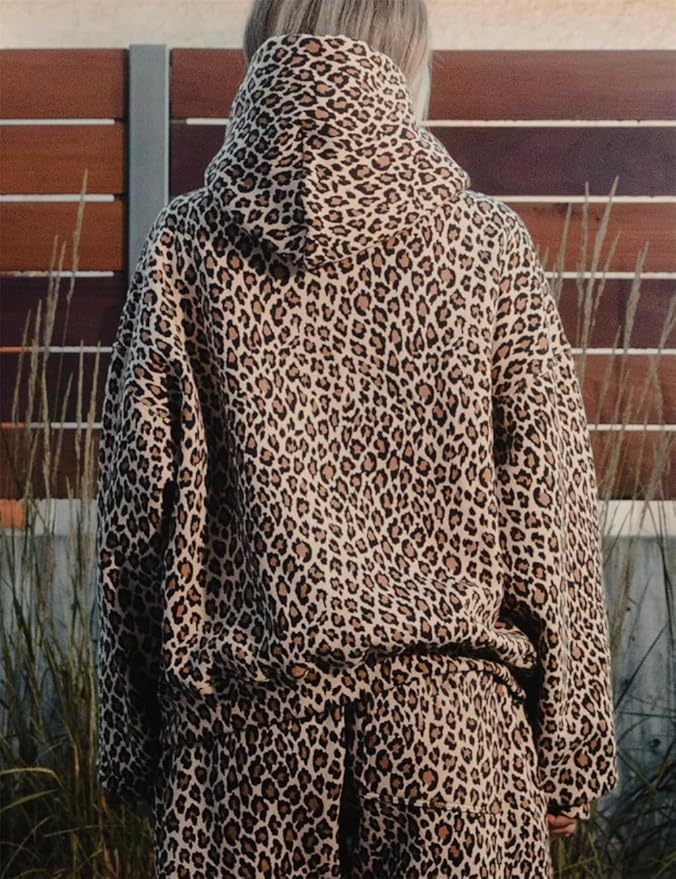 Unisex Leopard Print Hoodie Set