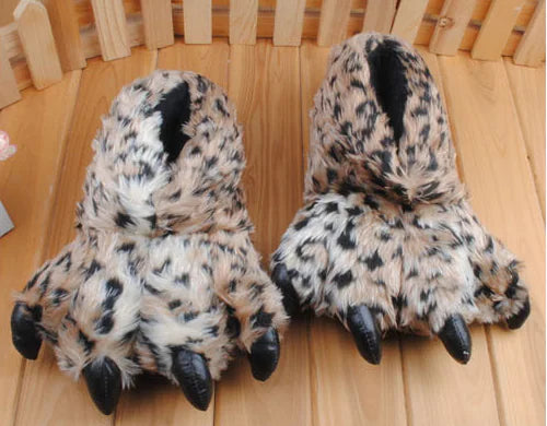 Cartoon Leopard Dinosaur Paw Slippers
