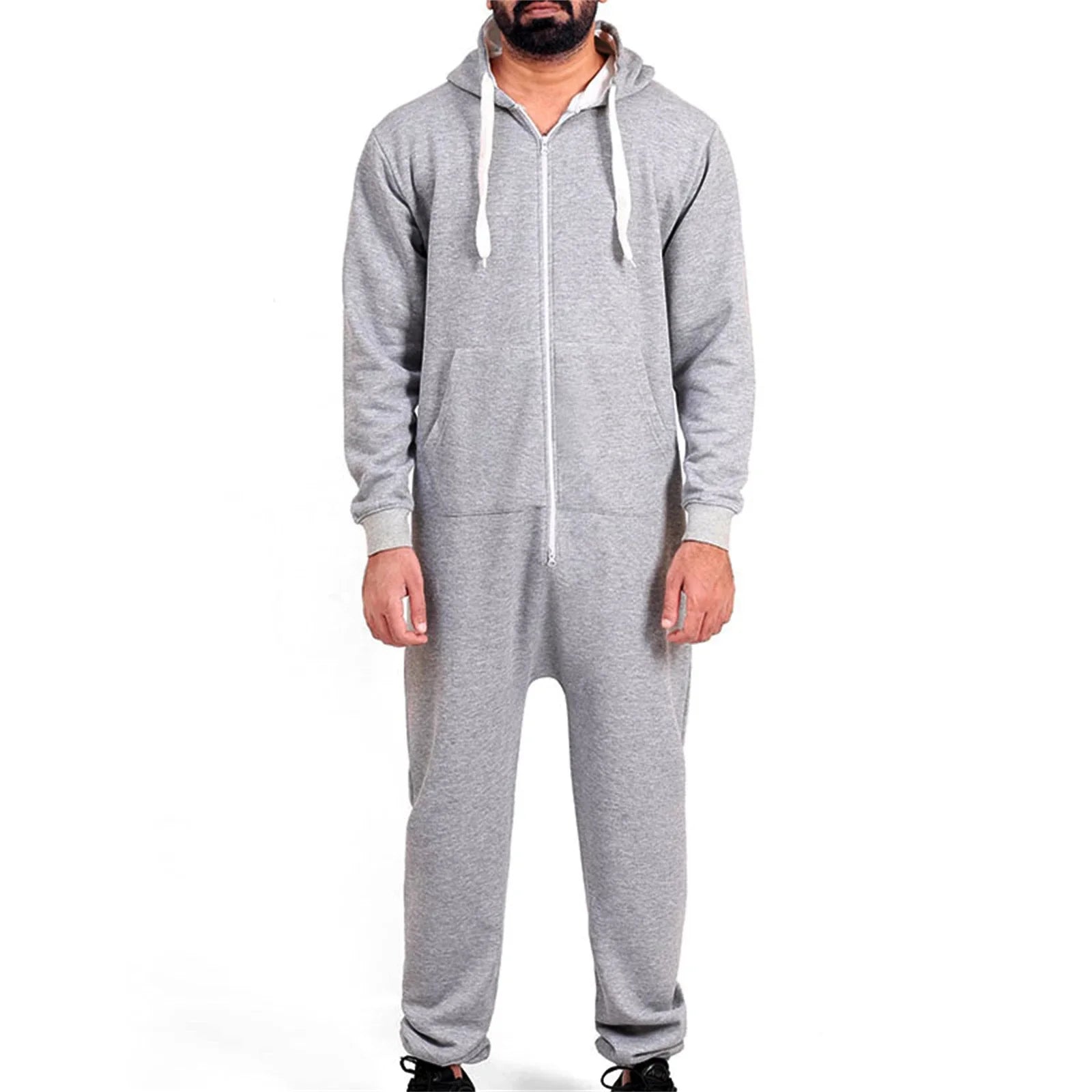 Mens Hooded Jumpsuit with Pockets