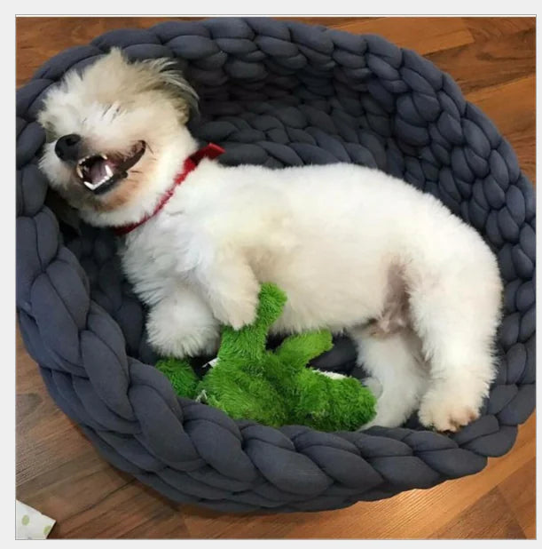Handwoven Cotton Pet Bed for Dogs and Cats
