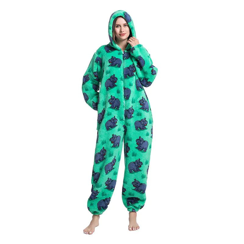 Cute Cartoon Animal Onesie Fleece Pajamas