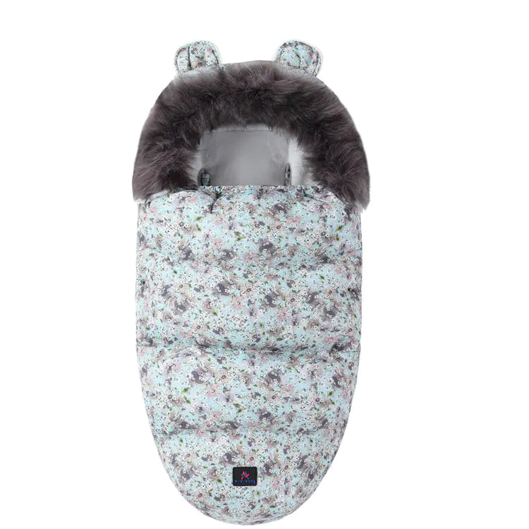 Thickened Fleece Baby Sleeping Bag with Fur Collar