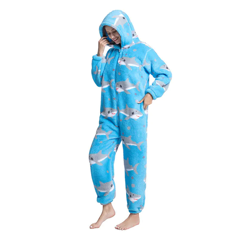 Cute Cartoon Animal Onesie Fleece Pajamas