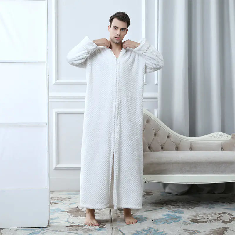 Unisex Long Zipper Bathrobe